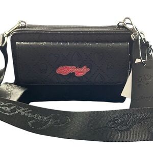 Ed Hardy Black and Red Crossbody Bag
